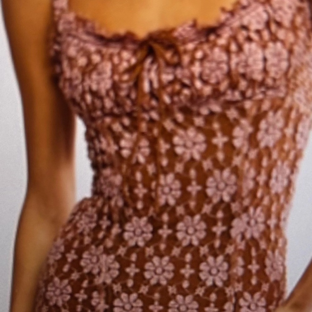 NWT Free People Lucinda Lace Midi Dress in Ginger Combo - Picture 11 of 11